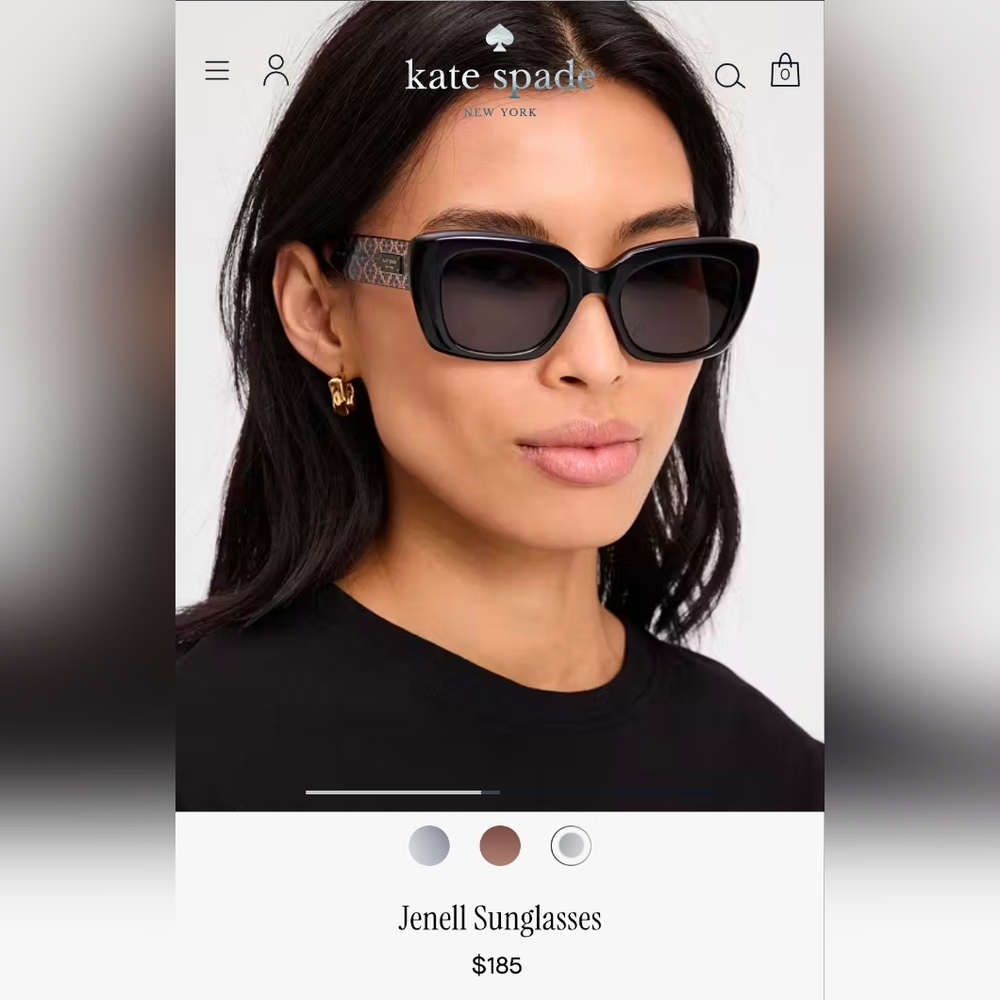 Kate Spade Hello Sunshine Jenell Black Sunglasses with Signature Patterned Arms